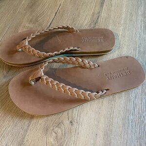 Cobian Women's Sz 10 Bethany Braided Pacifica Flip Flops Brown Sandals!